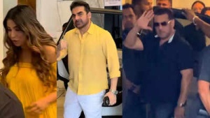 Arbaaz Khan and Sshura Celebrate Baby on the Way; Salman Khan Attends Shower with Security Detail
Or
Yellow Fever: Arbaaz & Sshura Khan Twin at Baby Shower as Salman Khan Makes Protected Entrance