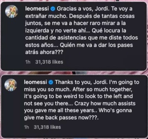 Messi's Amused Reaction to Alba's Retirement: 'Going to Be Weird' Without My Top Assist Provider