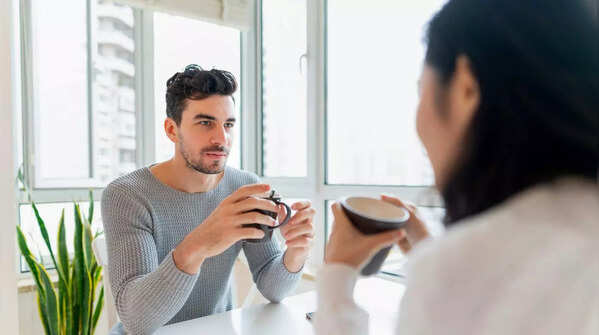 Confident man making eye contact