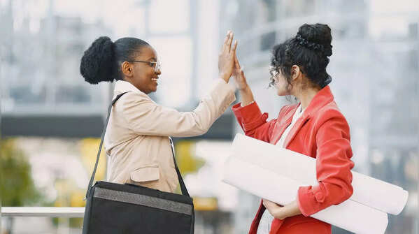 Group celebrating success together