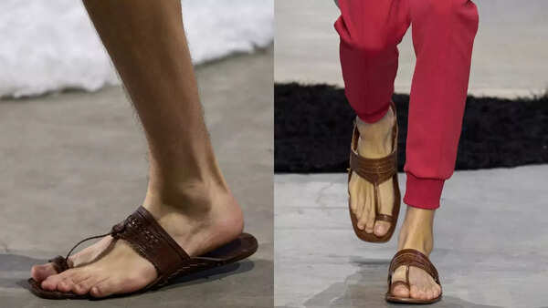 Close-up of Prada's sandal design