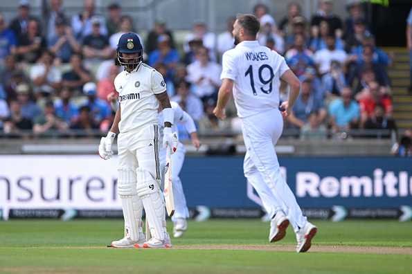 Chris Woakes celebrating a wicket on day one.