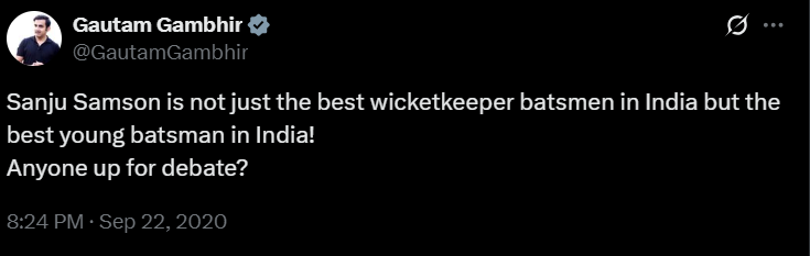Gautam Gambhir Tweet