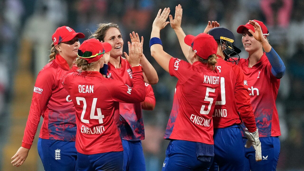 England's Nat Sciver-Brunt celebrates with teammates (PTI Photo)  England's Nat Sciver-Brunt celebrates with teammates (PTI Photo)